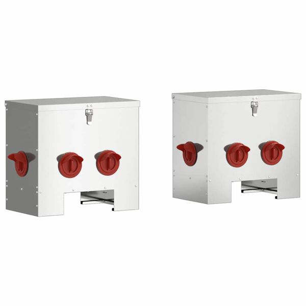 vidaXL Karmnik dla kur 2 pcs Srebrny 40,5 x 25 x 38 cm