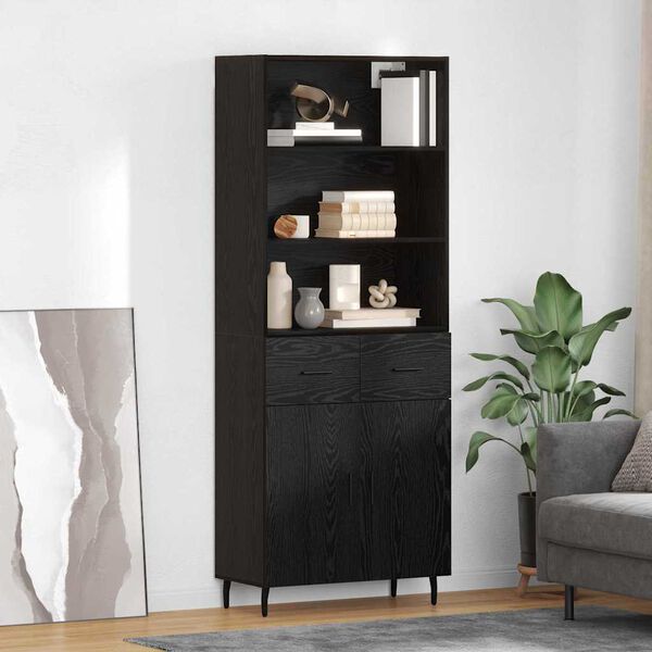 vidaXL Highboard z szufladą Czarny Dąb 69,5 x 34 x 180 cm