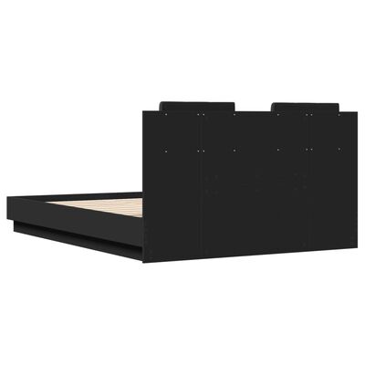 vidaXL Rama łóżka z wezgłowiem, czarna, 135x190 cm