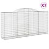 vidaXL Kosze gabionowe, 7 szt, 300x50x140/160 cm, galwanizowane żelazo