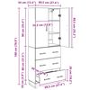 vidaXL Highboard 2 pcs Czarny Dąb Drewno inżynieryjne i szkło