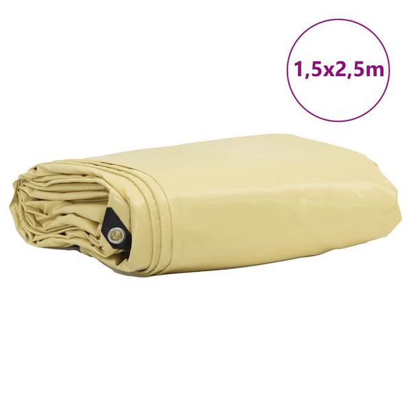 vidaXL Plandeka 650g / m&sup2; Beżowy 1,5 x 2,5 m Pł&oacute;tno z powłoką PVC