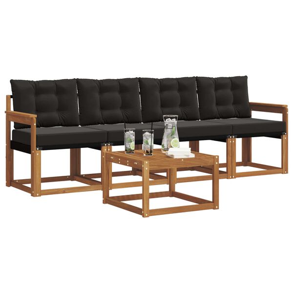 vidaXL Zestaw sof na zewnątrz z poduszką 5 pcs Naturalny i czarny