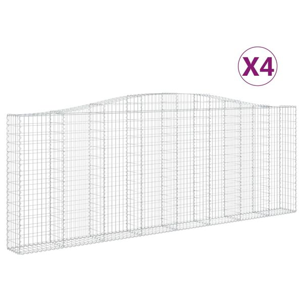 vidaXL Kosze gabionowe, 4 szt, 400x30x140/160 cm, galwanizowane żelazo