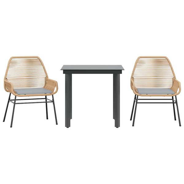 vidaXL 3-częściowy zestaw ogrodowy poduszkami brązowy polirattan szkło