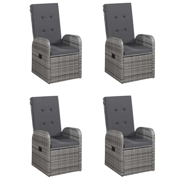 vidaXL 5-cz. zestaw mebli ogrodowych z poduszkami, polirattan, szary