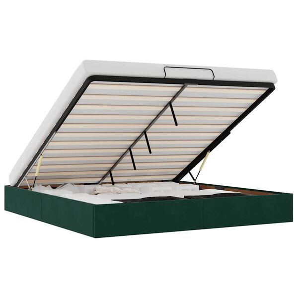vidaXL Rama ł&oacute;żka otomana bez materacem, zielona, 160x200 cm, aksamit
