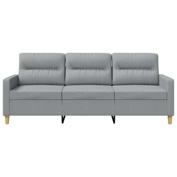 vidaXL Sofa 3-osobowa, jasnoszara, 180 cm, tapicerowana tkaniną