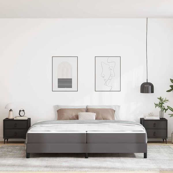 vidaXL Ramka łóżka z materacem Szary 200 x 200 cm tkanina