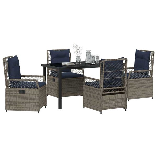 vidaXL Zestaw do jadalni w ogrodzie 5 pcs Szary polirattan