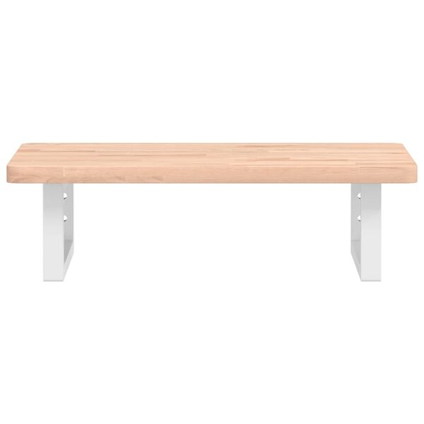 vidaXL Półka ścienna pod umywalkę, stal i lite drewno bukowe