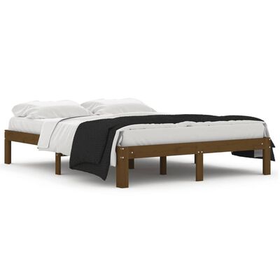 vidaXL Rama łóżka, miodowy brąz, lite drewno sosnowe, 140x190 cm