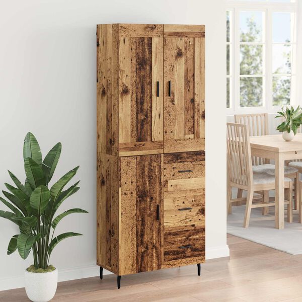 vidaXL Highboard z szufladą 2 pcs Stare drewno Materiał drewnopochodny