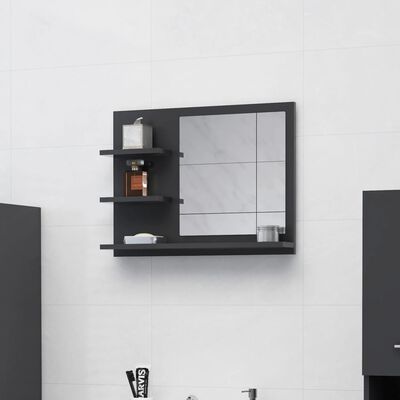 vidaXL Lustro łazienkowe, szare 60x10,5x45 cm, materiał drewnopochodny