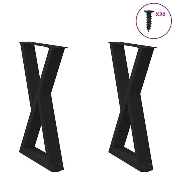 vidaXL Nogi do stołu jadalnego 2 szt. Czarne 50x(72-73,3) cm Stal