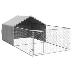 vidaXL Zewnętrzna buda dla psa z wybiegiem 5x2x1,5 m Stal ocynkowana