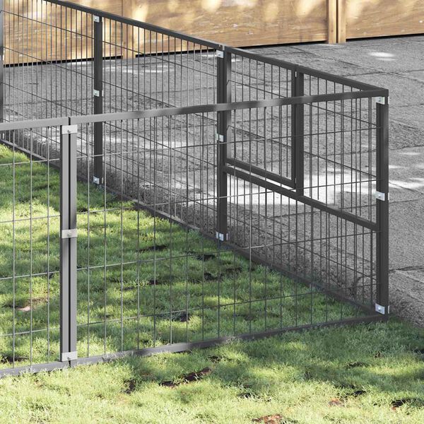 vidaXL Kojec dla psa, srebrny, 36 m&sup2;, stalowy