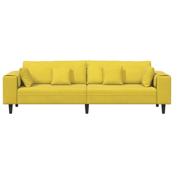 vidaXL Sofa z poduszką Ż&oacute;łty 250 x 77 x 76 cm Aksamit