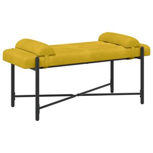 vidaXL Ławka z guzikami i poduszkami ż&oacute;łty 110 x 40 x 46 cm Welur