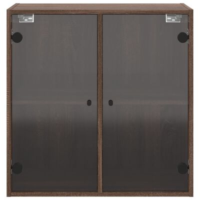 vidaXL Szafka wisząca, szklane drzwi, brązowy dąb, 68x37x68,5 cm