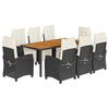 vidaXL 9-cz. zestaw mebli ogrodowych z poduszkami, czarny, rattan PE