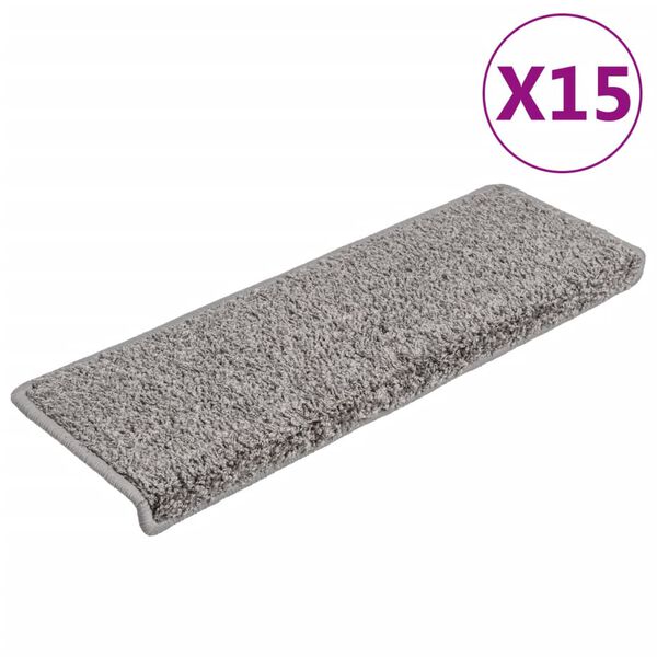 vidaXL Maty na schody 15 szt. 65x21x4 cm Szare, prostokątne krawędzie