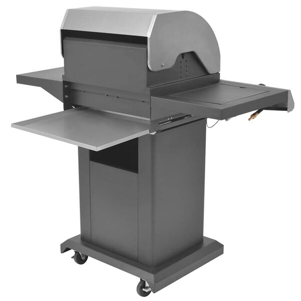 vidaXL Grill gazowy z palnikiem z kołem Srebrny Stal z metalowym wężem