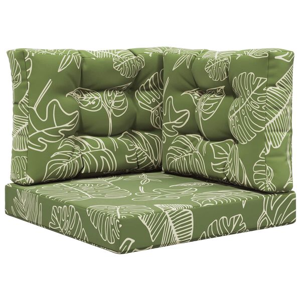 vidaXL Poduszka do sofy na zewnątrz 3 pcs Wz&oacute;r liścia Poliester