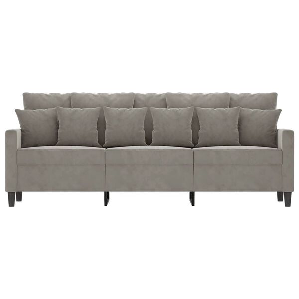 vidaXL Sofa 3-osobowa, jasnoszara, 180 cm, tapicerowana aksamitem