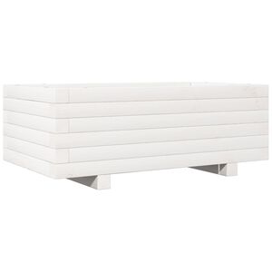 vidaXL Donica ogrodowa, biała, 70x40x26,5 cm, lite drewno sosnowe