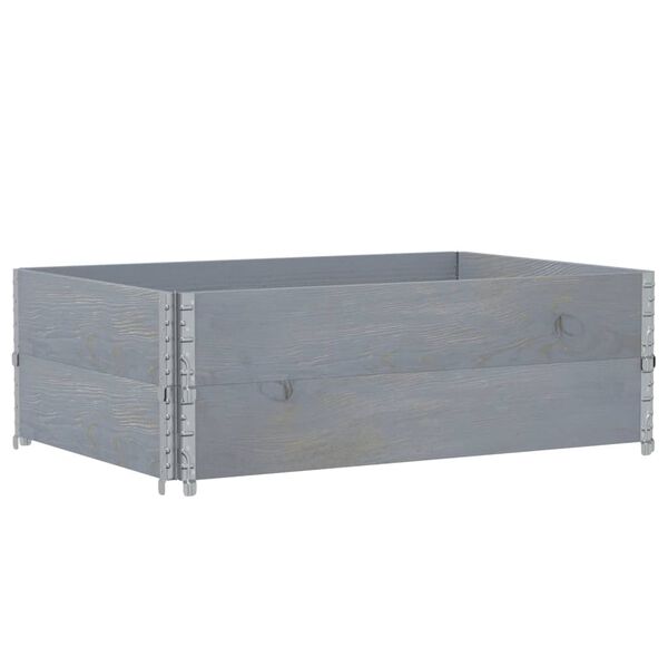 vidaXL Nadstawki paletowe, 2 szt., szare, 120x80 cm, drewno sosnowe