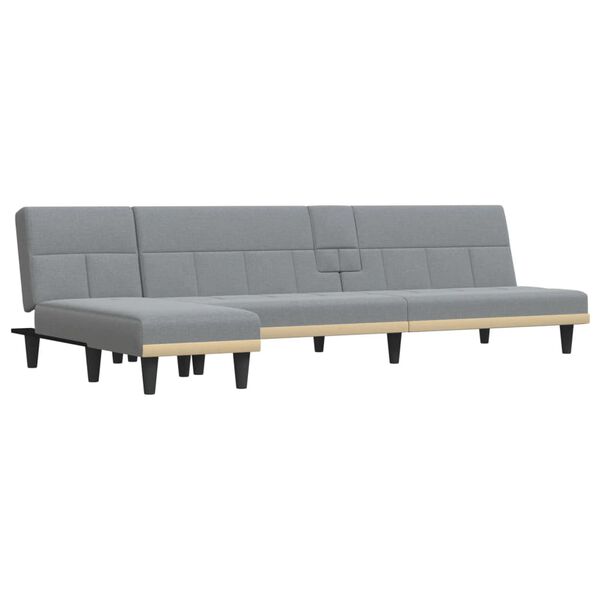 vidaXL Sofa rozkładana L, jasnoszara, 255x140x70 cm, tkanina