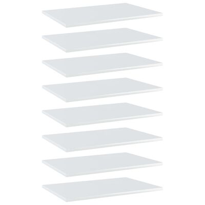 vidaXL Półki na książki, 8 szt., wysoki połysk, białe, 60x40x1,5 cm
