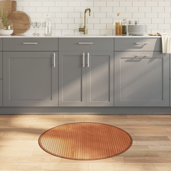 vidaXL Dywan okrągły, brązowy, 80 cm, bambusowy