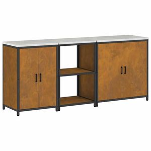 vidaXL Zestaw do przechowywania w kuchni z p&oacute;łką 3 pcs Rdzawy Stal