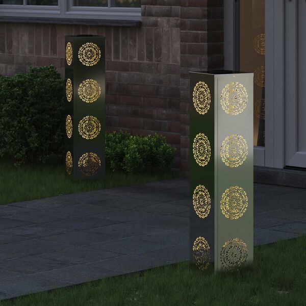 vidaXL Słoneczna LED lampa na ścieżkę 2 pcs Srebrny Stal ocynkowana