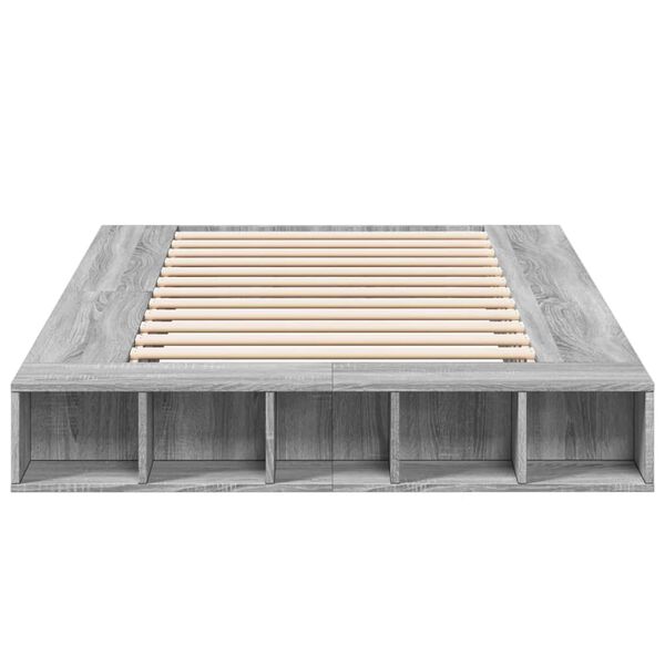 vidaXL Rama łóżka, szary dąb sonoma, 140x190cm materiał drewnopochodny