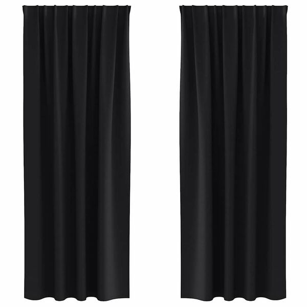 vidaXL Firany blackout z k&oacute;łkami 2 pcs Czarny 245 x 140 cm Poliester