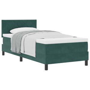 vidaXL Ł&oacute;żko sprężynowe z materacem Ciemna zieleń 90 x 200 cm Aksamit