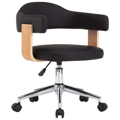 vidaXL Obrotowe krzesło biurowe, czarne, gięte drewno i sztuczna skóra