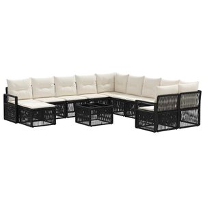 vidaXL Zestaw Sof na Ogr&oacute;d 12 pcs Czarny polirattan