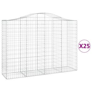 vidaXL Kosze gabionowe, 25 szt, 200x50x140/160cm, galwanizowane żelazo