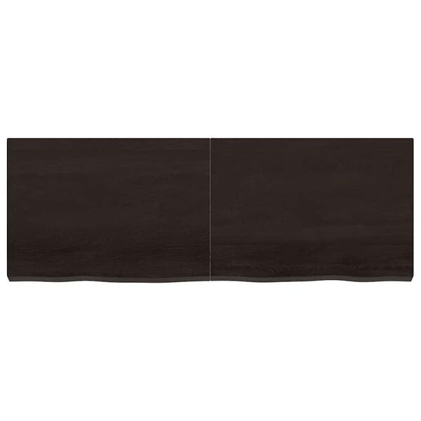 vidaXL Blat stołu, ciemnobrązowy, 140x50x(2-6) cm, lite drewno dębowe