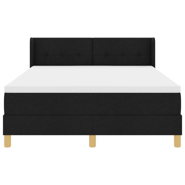 vidaXL Ł&oacute;żko sprężynowe z materacem Czarny 200 x 140 cm Poliester