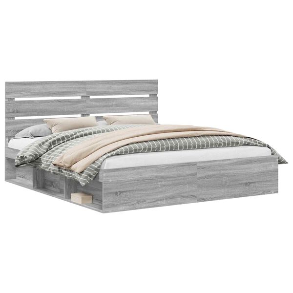 vidaXL Ramka ł&oacute;żka Szary Sonoma 180 x 200 cm Lite drewno sosnowe