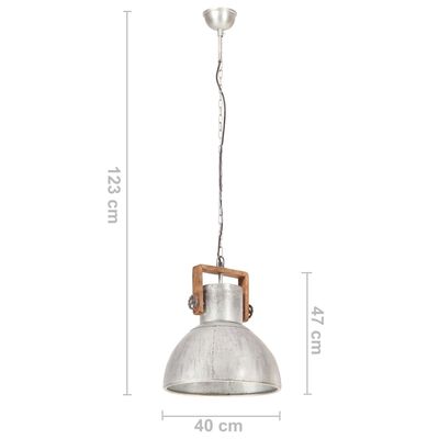 vidaXL Industrialna lampa wisząca, 25 W, srebrna, okrągła, 40 cm, E27
