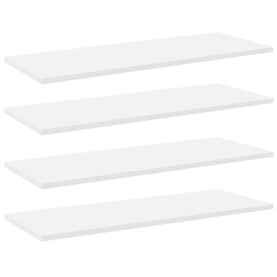 vidaXL Półki na książki, 4 szt., białe, 80x30x1,5 cm, płyta wiórowa