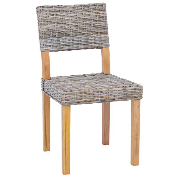 vidaXL Krzesło jadalniane 2 pcs Kubu Szary 46 x 55 x 84 cm Rattan Kubu