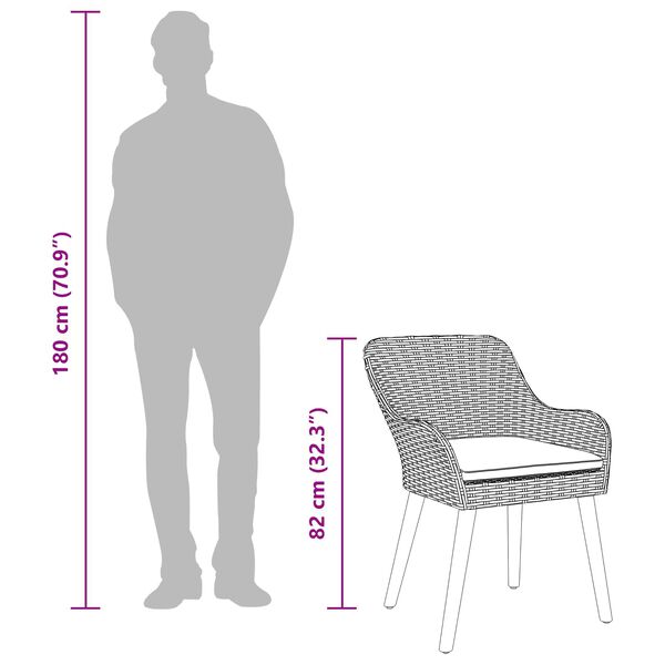 vidaXL Zestaw do jadalni w ogrodzie z poduszką 7 pcs Beżowy polirattan