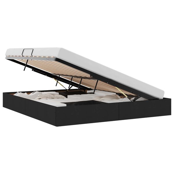 vidaXL Ł&oacute;żko z miejscem do przechowywania Czarny 180 x 200 cm tkanina